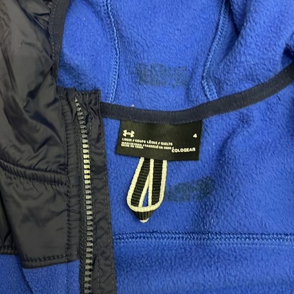 Under Armor EUC Boys Blue Navy Zip Up Warm Hooded Fleece Jacket - Picture 2 of 2